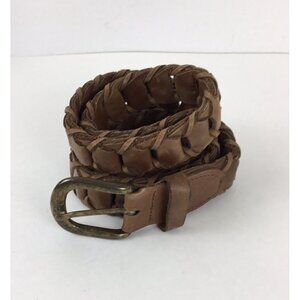 Full Grain Cowhide Leather Bonded Link Belt Brass Buckle Size 36